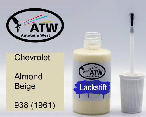 Chevrolet, Almond Beige, 938 (1961): 20ml Lackstift, von ATW Autoteile West.